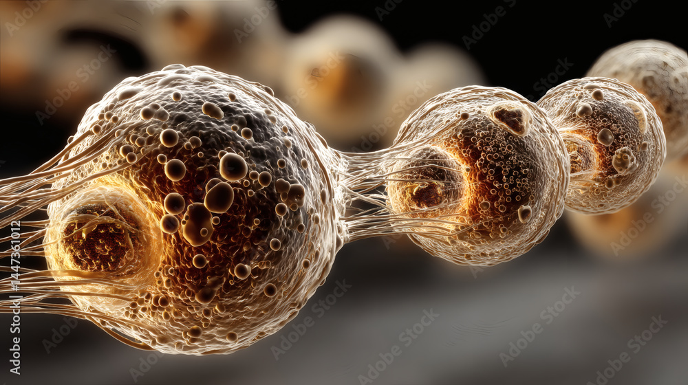 Poster microscopic view of cellular structures with intricate details