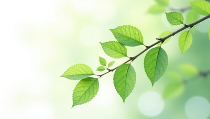 A single branch with delicate leaves isolated on white background, foliage, branches, leafy