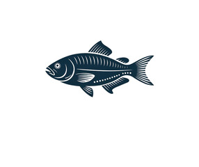A vector illustration of a stylized Hilsa Ilish fish, presented as a clean and modern line art silhouette Isolated on transparent baground