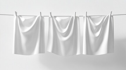 White cloths draped on a clothesline