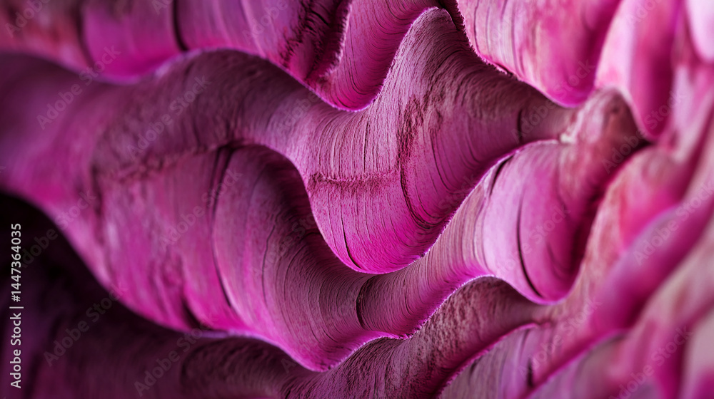 Aufkleber Close-up view of a textured purple surface, featuring undulating waves creating a dynamic and abstract design, suggesting movement and fluidity