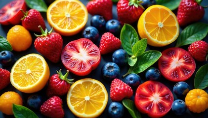 Assortment of dried fruits & herbs, scattered , dehydrated, aromatic