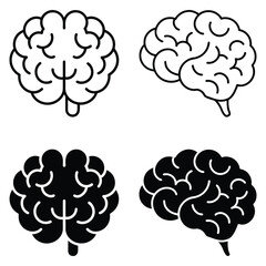 Human Brain Top and Side View Vector Illustration