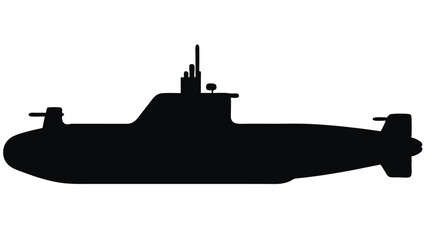 Silhouette of a military submarine, underwater vessel