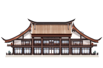 Traditional Chinese Building Illustration with Transparent Background