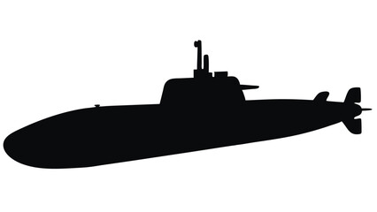 Silhouette of a military submarine, underwater vessel