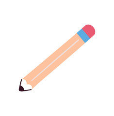 Yellow pencil, wooden school pencil, graphite writing tool, classic education symbol, stationery item, sharp pencil icon flat vector illustration isolated on white background.