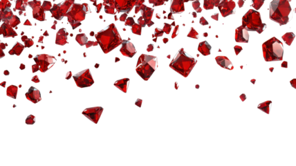 Red Diamonds Falling Isolated on Clean White Background