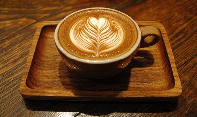 Latte art on a wooden tray (3)