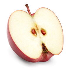 half of red apple isolated on white background. clipping path