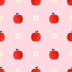 Cartoon red apple seamless pattern