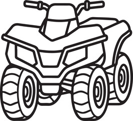 ATV line art, black outline, vector and illustration, coloring book page line art drawing