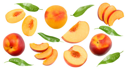 Piece of nectarine isolated on white background. clipping path