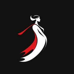 Abstract and minimalist woman vector logo design
