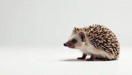 Obraz premium A lone hedgehog against a stark white backdrop , cute, single