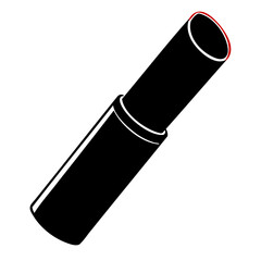 Minimalist Lipstick Red and Black vector outline, High-Quality vector silhouette on Transparent Background