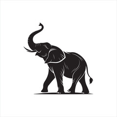 Obraz premium Black Elephant Silhouette on White Background