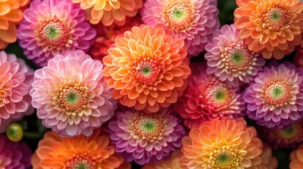 A Cluster Of Vivid Pink And Orange Dahlias