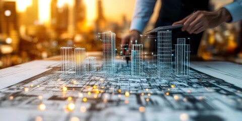 Architect Designing Futuristic Cityscape Using Digital Technology
