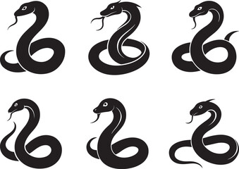 Obraz premium set of snake silhouette, black and white silhouette, vector and&nbsp;illustration