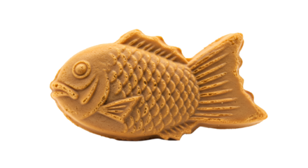 Golden brown fish-shaped pastry, detailed scales and fins