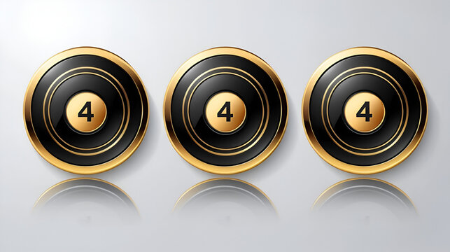 Four Luxury Black and gold buttons with premium stoked vector design, metallic sheen at the center vector, illustration
