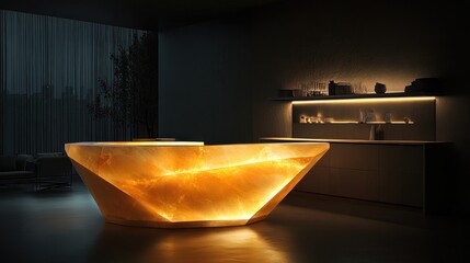 Illuminated Onyx Counter Modern Kitchen Design