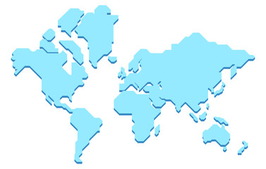 Simplified vector illustration of isometric world map