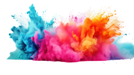 Rainbow Dust Powder Explosion on transparent Background

