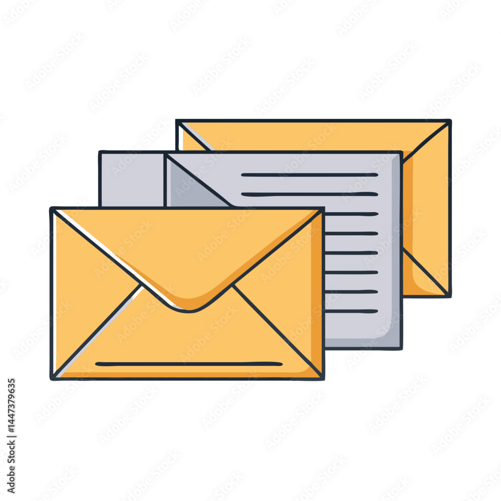 Poster illustration of mail envelope letter correspondence message communication sending receiving email in