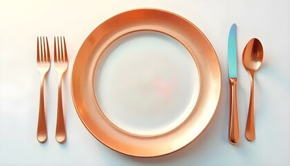 Plate and cutlery. Isolated on white background