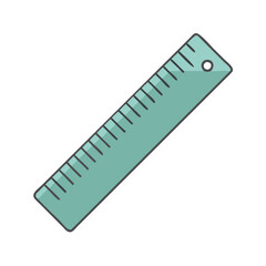 Illustration of a green ruler for measuring length and distance in education and drafting design