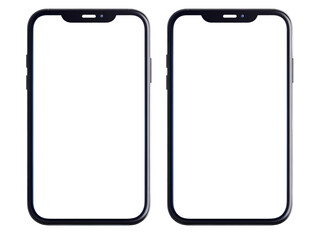 Two Realistic Dark Smartphones Mockup Illustration, Isolated Background