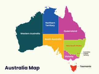 Map of Australia, Map of Australia states, New South Wales, Victoria, Queensland,Western Australia, South Australia,Tasmania,Australian Capital Territory,Northern Territory
