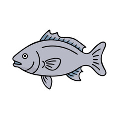 Illustration of a fish aquatic animal swimming in the ocean sea life drawing vector art fish image