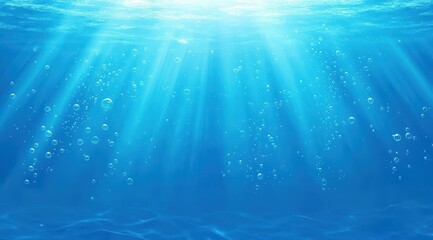 Obraz premium Underwater scene, sunbeams, bubbles