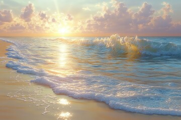Sunrise beach ocean wave scenic travel