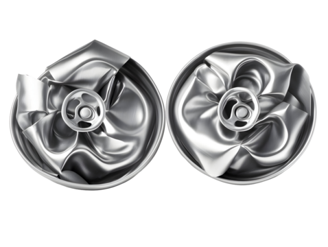 Two Silver Metal Circular Shapes Abstract Illustration