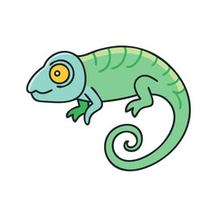 Illustration of chameleon reptile animal cartoon character vector drawing isolated on white background