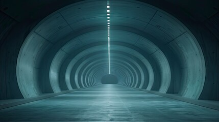Futuristic tunnel, concrete, smooth, dark,  illuminated