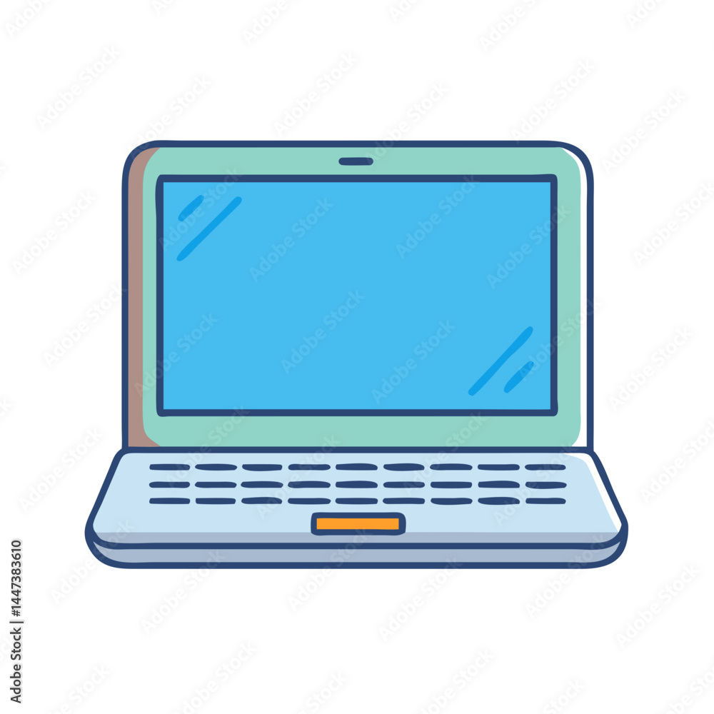 Aufkleber illustration of laptop computer technology device screen keyboard portable computing digital tool pc