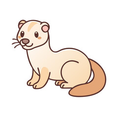 Cute cartoon ferret illustration vector art drawing mammal animal pet design adorable domestic wild life