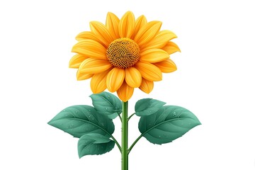 Fototapeta premium Vibrant Sunflower Bloom Isolated with Dewy, and Summer.