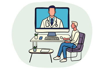 Online Doctor Consultation and Telemedicine Illustration.
