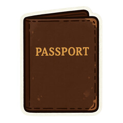 A brown passport with bold gold lettering on the cover.
