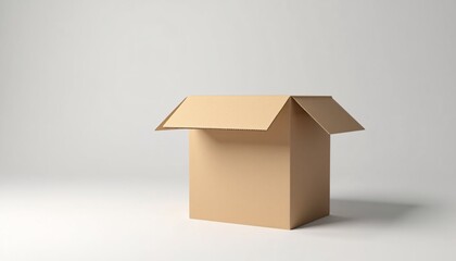 cardboard box mockup with minimal light on pale gray