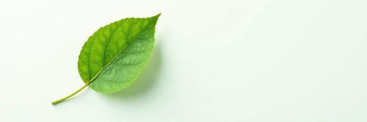 Obraz premium Single leaf with intricate veins on a plain white background, natural, leaves