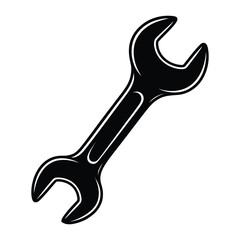 Wrench Doodle funny, Silhouette, Vector, Icon, Logo, White Background.