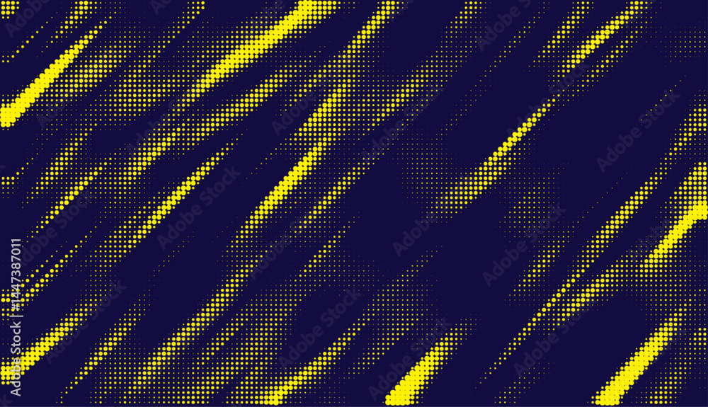 Poster Abstract background with yellow dots. Grunge halftone geometric background. Halftone triangular retro 80s pattern. Minimal style retro dynamic wallpaper.