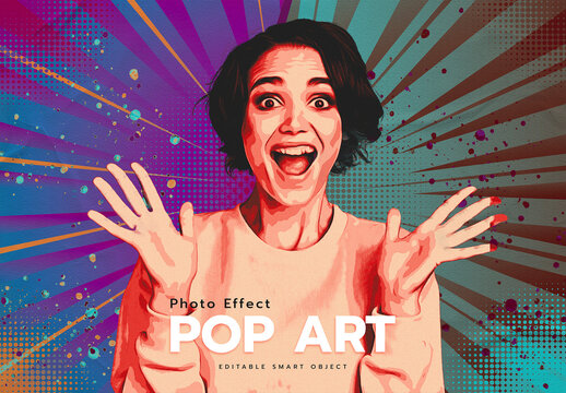 Vintage Vector Pop Art Retro Photo Effect Mockup